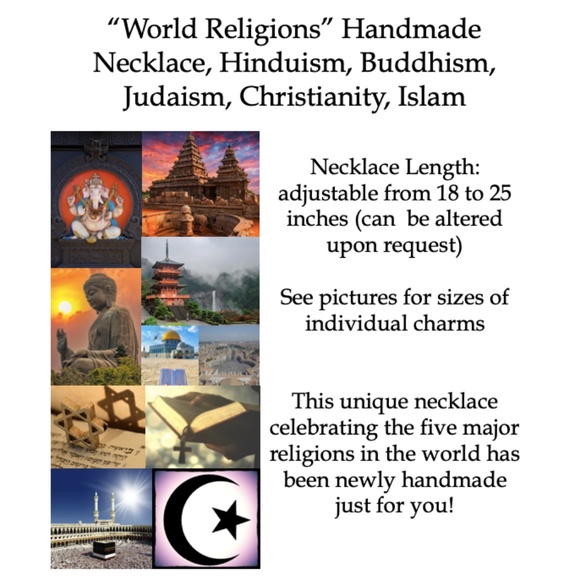 World Religions Handmade Necklace Hinduism Buddhism Judaism Christianity Islam - Picture 15 of 16